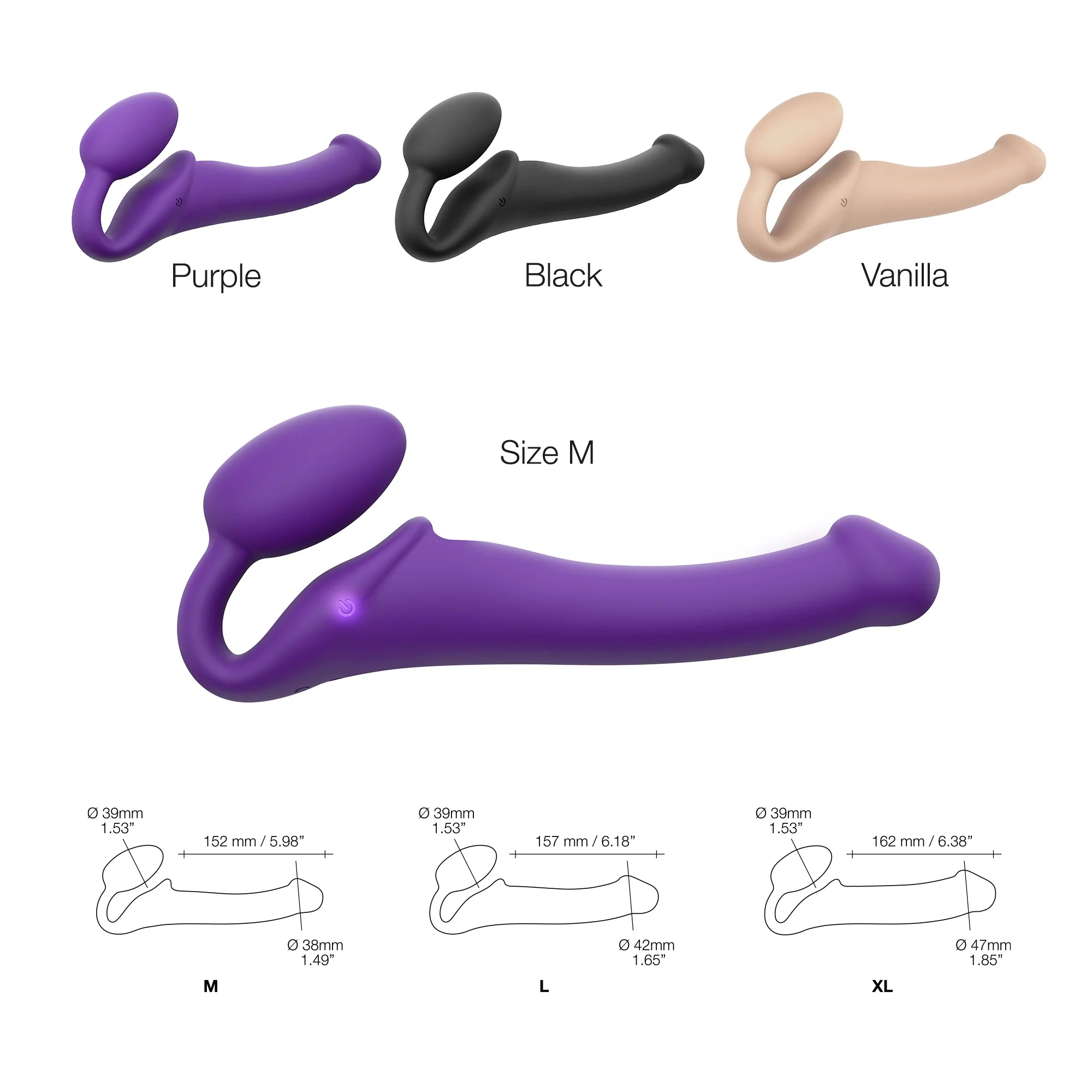 VIBRATING BENDABLE STRAP-ON - M - PURPLE