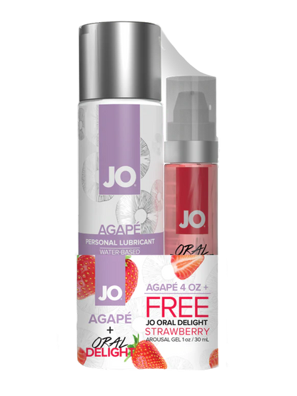 JO Agape 4oz + GWP JO Oral Delight Strawberry Arousal Gel 1oz