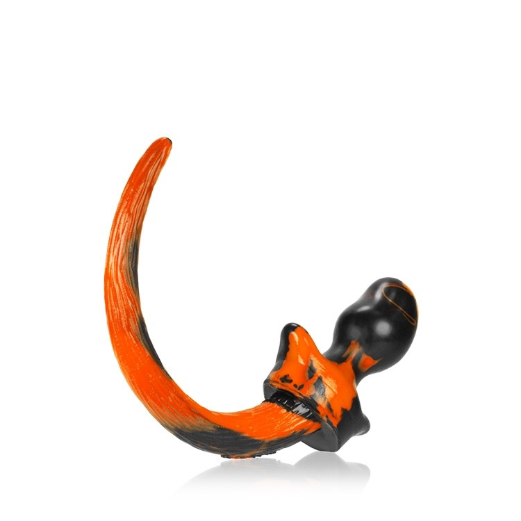 BULLDOG, puppy tail buttplug, ORANGE SWIRL, Large