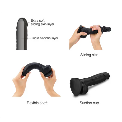 SLIDING SKIN REALISTIC DILDO BLACK XXL