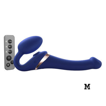 MULTI ORGASM BENDABLE STRAP-ON - M - NIGHT BLUE